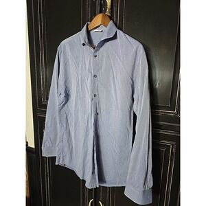 Calvin Klein Extreme Slim Fit Size 16 32/33 Blue Pin Stripe Long Sleeve Shirt